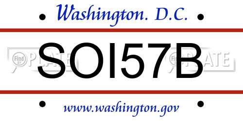 SOI57B District Of Columbia License Plate