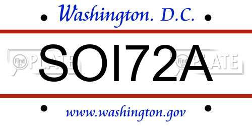 SOI72A District Of Columbia License Plate