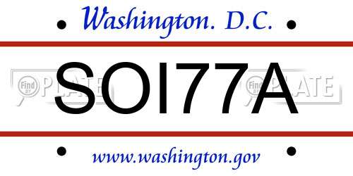 SOI77A District Of Columbia License Plate