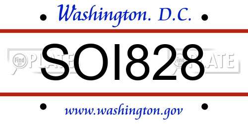 SOI828 District Of Columbia License Plate