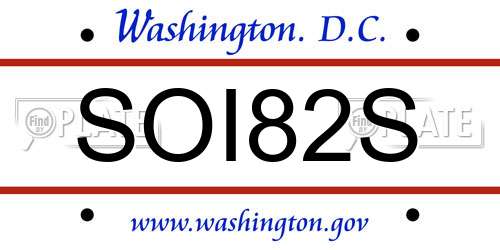 SOI82S District Of Columbia License Plate