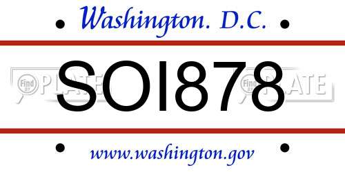SOI878 District Of Columbia License Plate