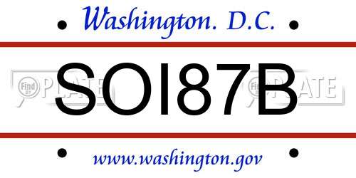SOI87B District Of Columbia License Plate