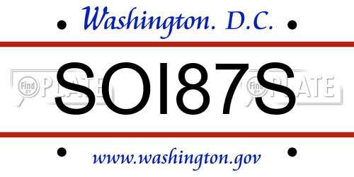 SOI87S District Of Columbia License Plate