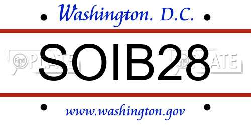 SOIB28 District Of Columbia License Plate