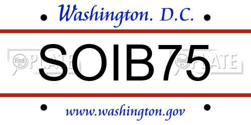SOIB75 District Of Columbia License Plate