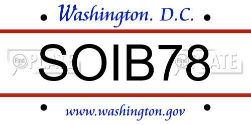 SOIB78 District Of Columbia License Plate