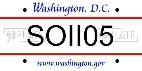 SOII05 District Of Columbia License Plate