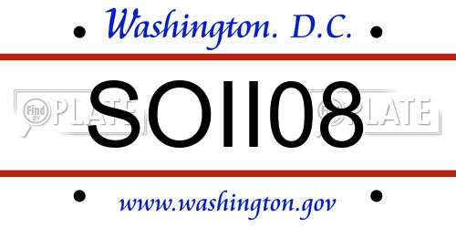 SOII08 District Of Columbia License Plate