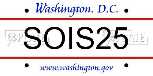 SOIS25 District Of Columbia License Plate