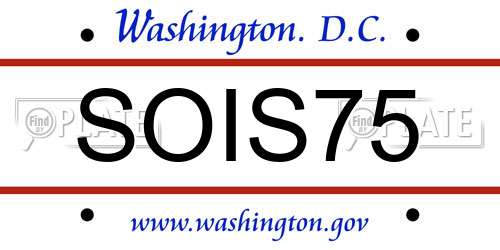 SOIS75 District Of Columbia License Plate