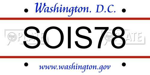 SOIS78 District Of Columbia License Plate