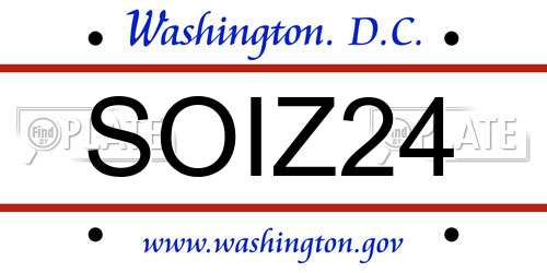 SOIZ24 District Of Columbia License Plate