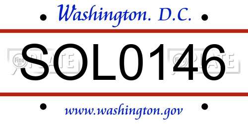 SOL0146 District Of Columbia License Plate