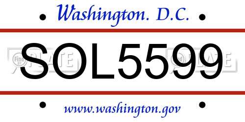SOL5599 District Of Columbia License Plate