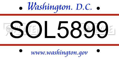SOL5899 District Of Columbia License Plate