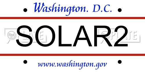 SOLAR2 District Of Columbia License Plate