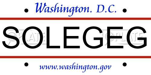 SOLEGEG District Of Columbia License Plate