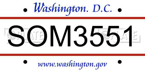SOM3551 District Of Columbia License Plate