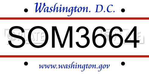 SOM3664 District Of Columbia License Plate