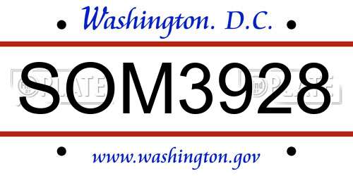 SOM3928 District Of Columbia License Plate