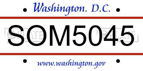 SOM5045 District Of Columbia License Plate
