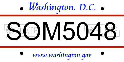 SOM5048 District Of Columbia License Plate