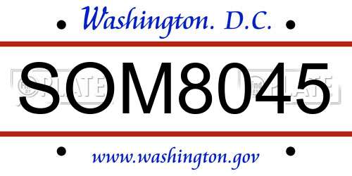 SOM8045 District Of Columbia License Plate