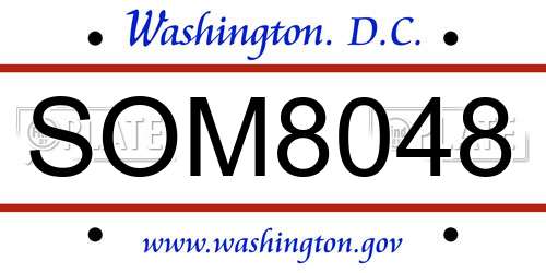 SOM8048 District Of Columbia License Plate
