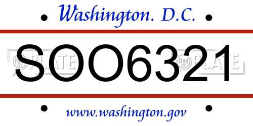 SOO6321 District Of Columbia License Plate