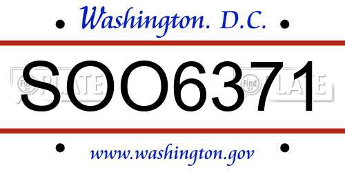SOO6371 District Of Columbia License Plate