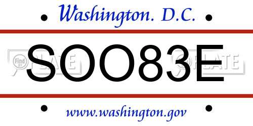 SOO83E District Of Columbia License Plate