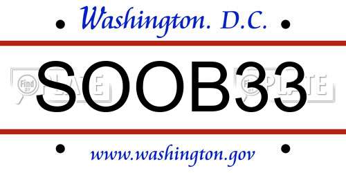 SOOB33 District Of Columbia License Plate