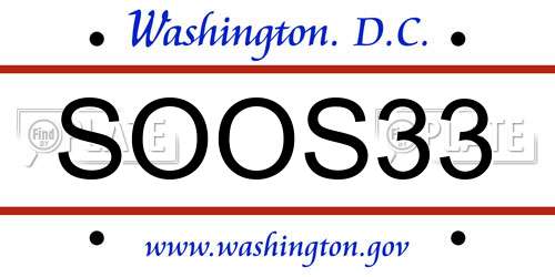 SOOS33 District Of Columbia License Plate