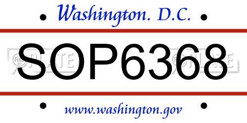 SOP6368 District Of Columbia License Plate
