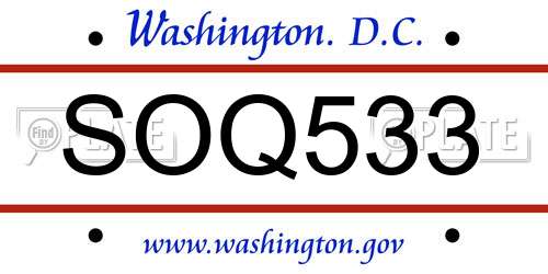 SOQ533 District Of Columbia License Plate