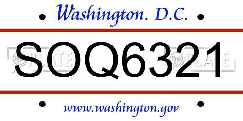 SOQ6321 District Of Columbia License Plate