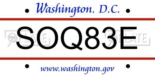 SOQ83E District Of Columbia License Plate