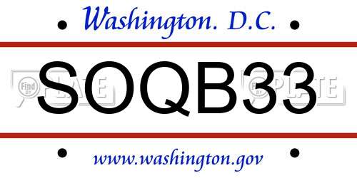 SOQB33 District Of Columbia License Plate