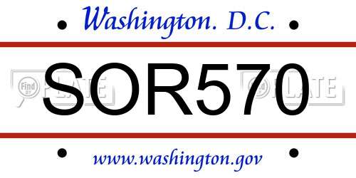 SOR570 District Of Columbia License Plate