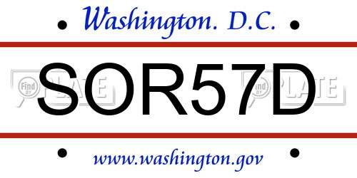 SOR57D District Of Columbia License Plate