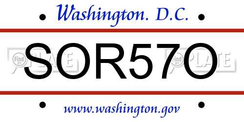 SOR57O District Of Columbia License Plate