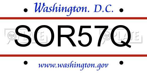 SOR57Q District Of Columbia License Plate
