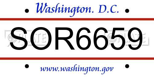 SOR6659 District Of Columbia License Plate