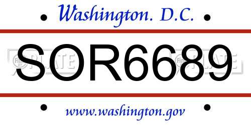 SOR6689 District Of Columbia License Plate