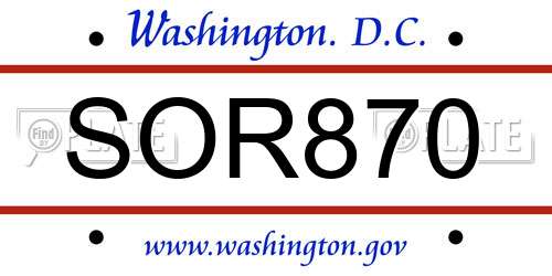 SOR870 District Of Columbia License Plate