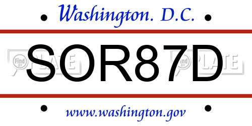 SOR87D District Of Columbia License Plate