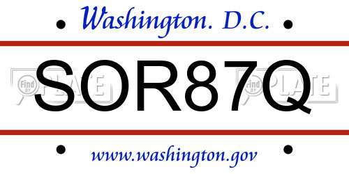 SOR87Q District Of Columbia License Plate