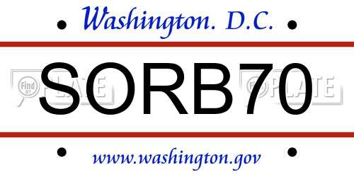 SORB70 District Of Columbia License Plate