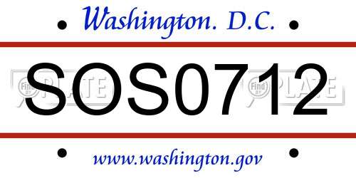 SOS0712 District Of Columbia License Plate